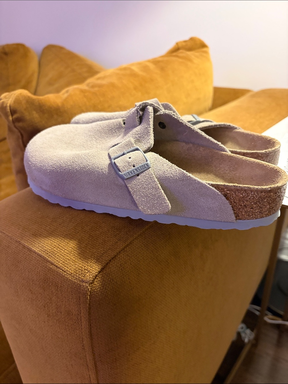 Birkenstock Boston Suede Clog Mule - Stone Coin